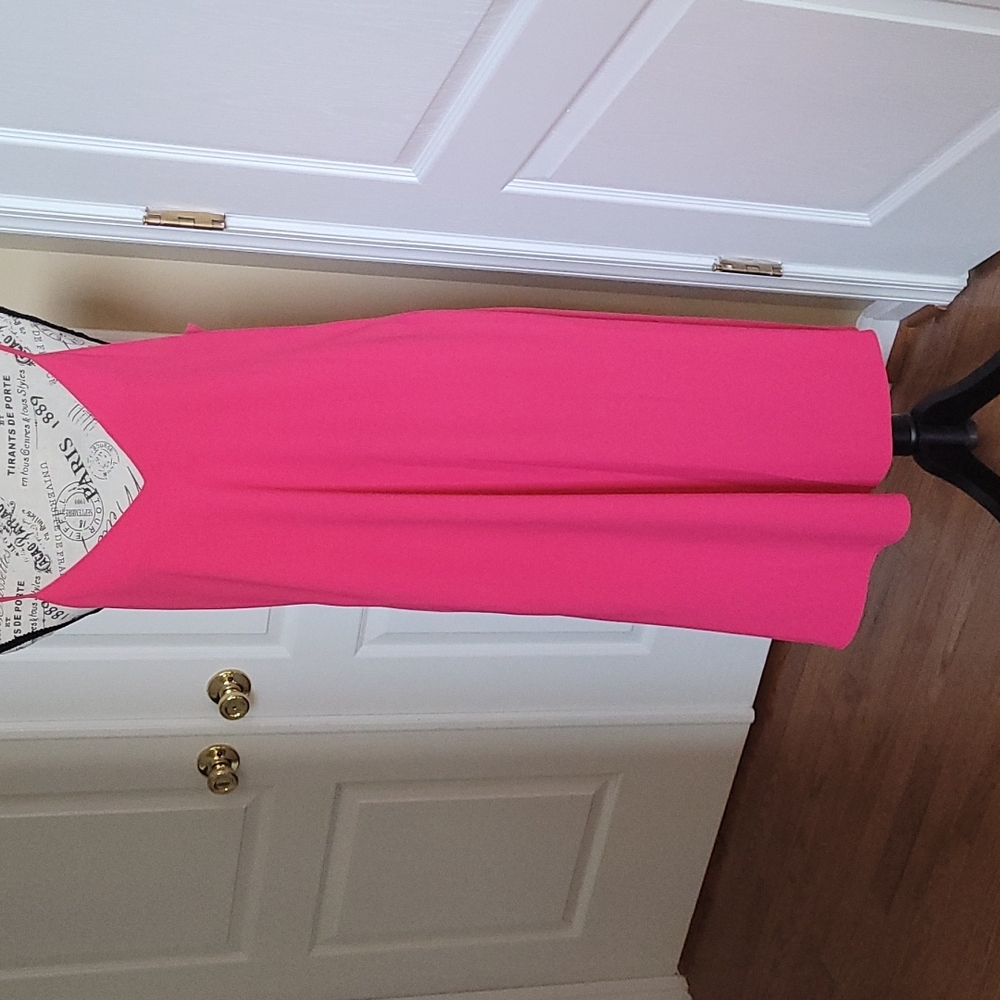 Hot pink spaghetti strap A line dress
